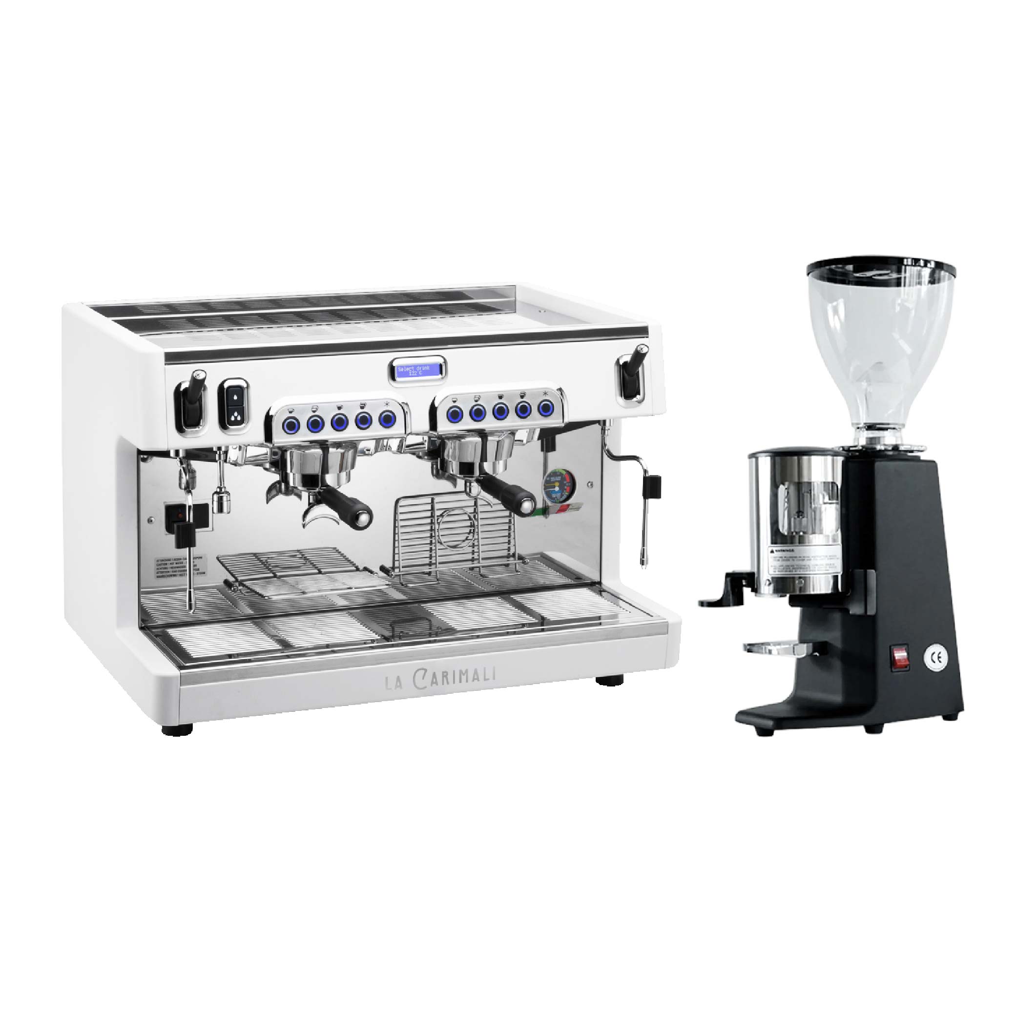 Promotion: เครื่องชงกาแฟคาริมาลี่ รุ่น เซนโต้ พลัส 2 หัวชง สีขาว+ เครื่องบดกาแฟ คาริมาลี่ รุ่น X010 สีดำ